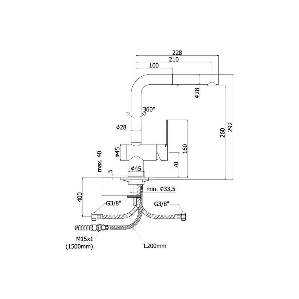  Miscelatore lavello con doccetta estraibile 2 getti serie Ringo modello RIN285NO colore nero opaco Paffoni by CeramicStore | Lo specialista del tuo bagno