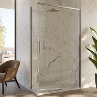 Box Doccia ad angolo 80x110 con lato fisso e porta scorrevole in cristallo 6 mm e profilo Cromo brillante Versione Destra by CeramicStore | Lo specialista del tuo bagno