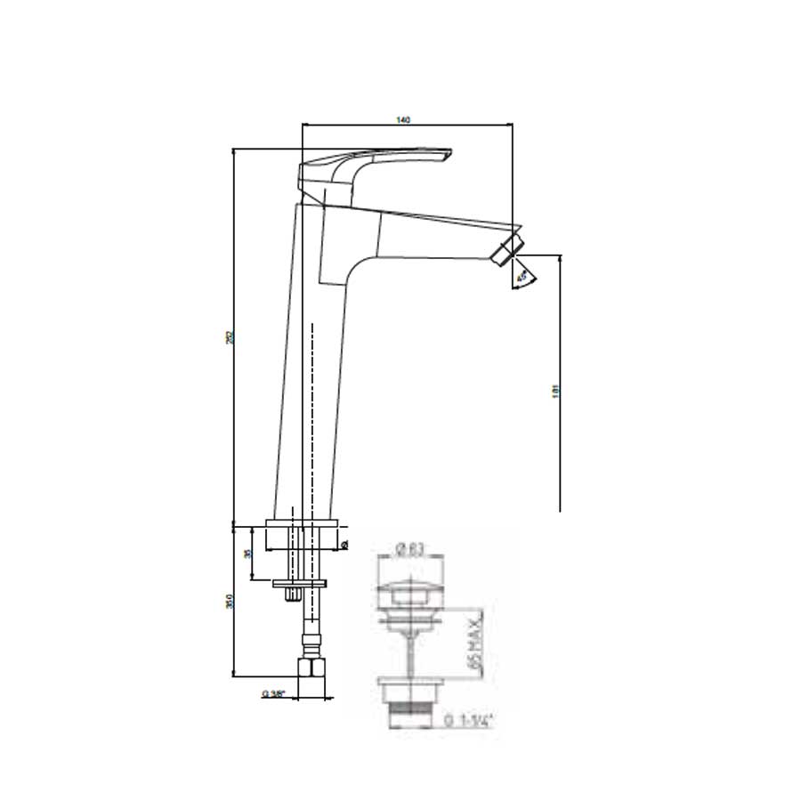  Set di Rubinetti per lavabo Alto