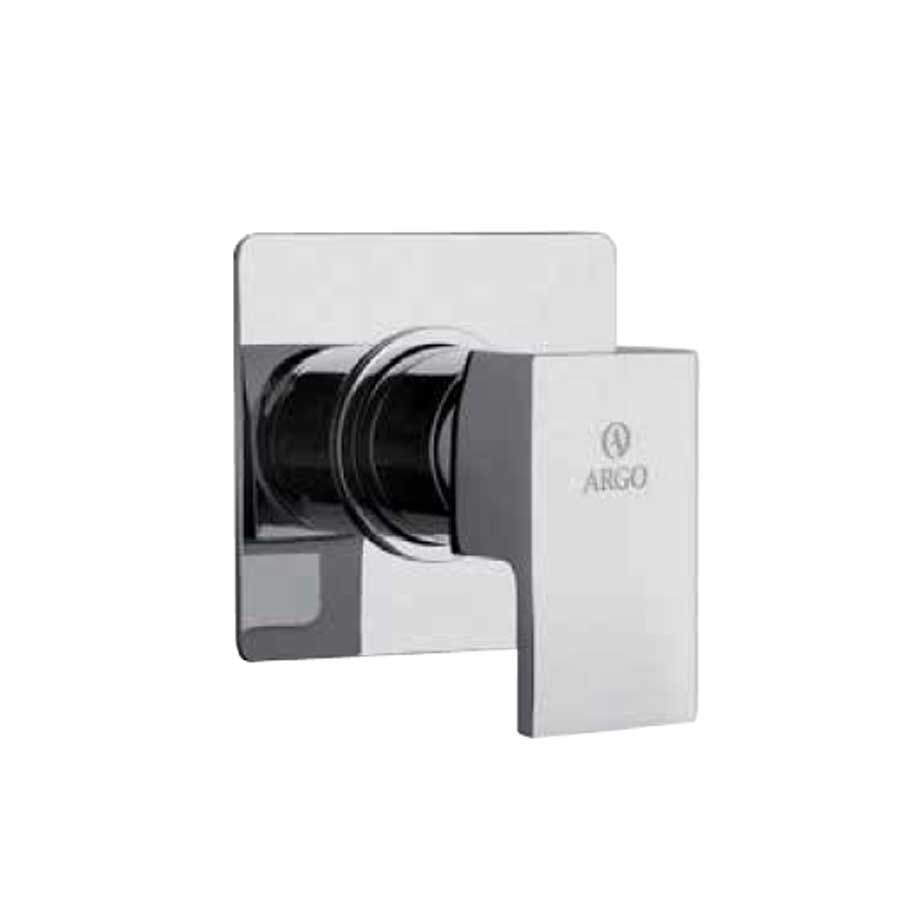 Miscelatore quadrato per doccia finitura cromata con parte a incasso a muro in ottone collezione More di Argo Rubinetterie