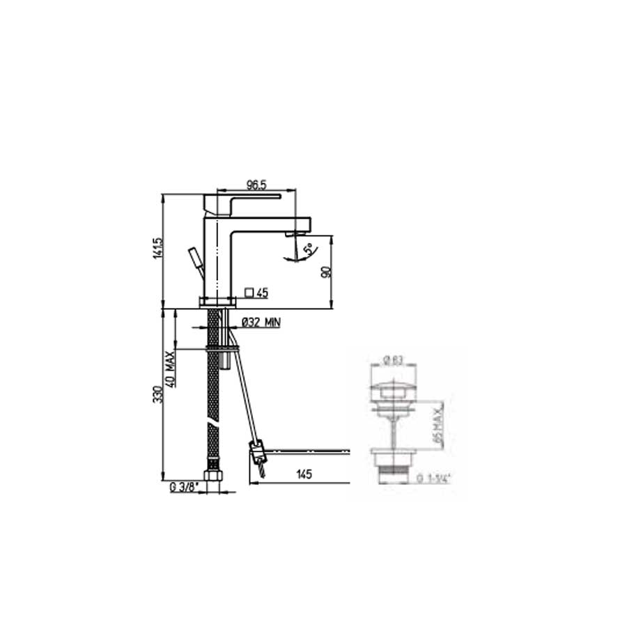 Set di rubinetti quadrati per lavandino e bidet e vasca con set Doccia finitura cromata collezione More di Argo Rubinetterie 7