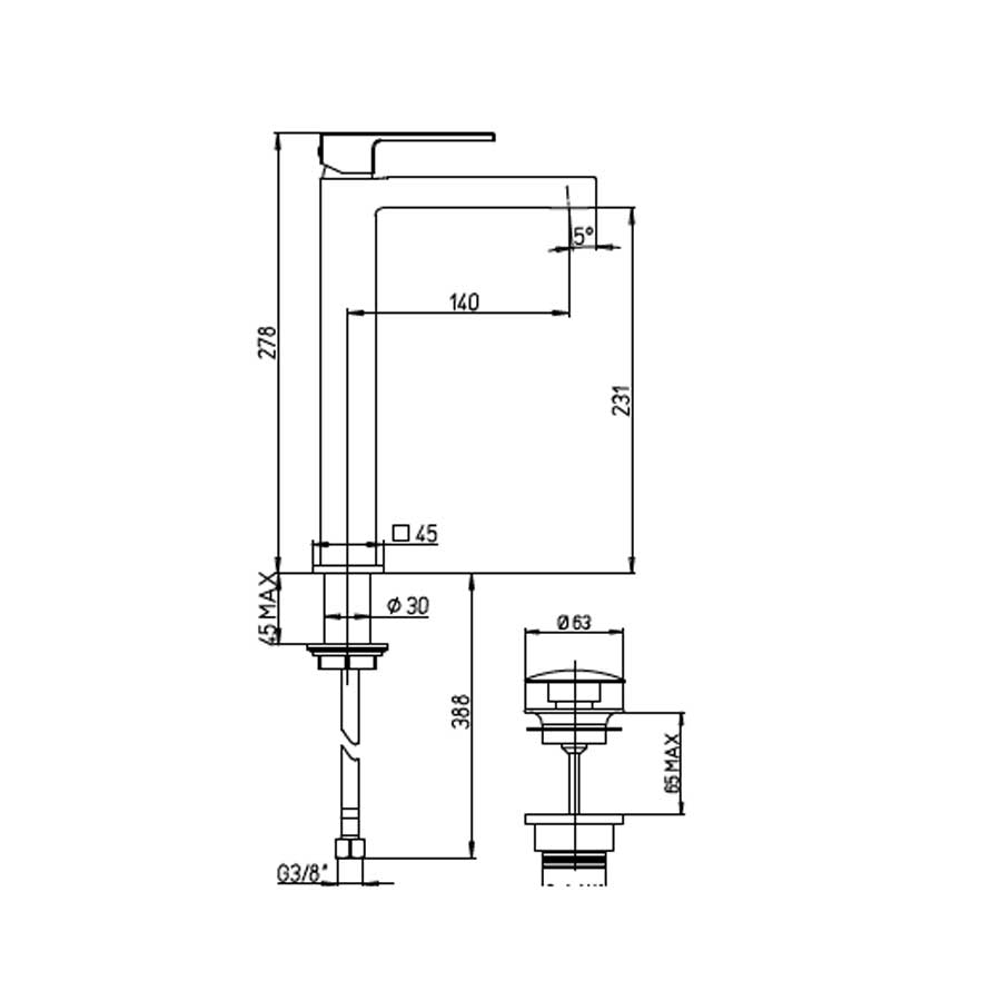 Set di rubinetti quadrati per lavandino Alto e bidet e vasca con set Doccia finitura cromata collezione More di Argo Rubinetterie 2