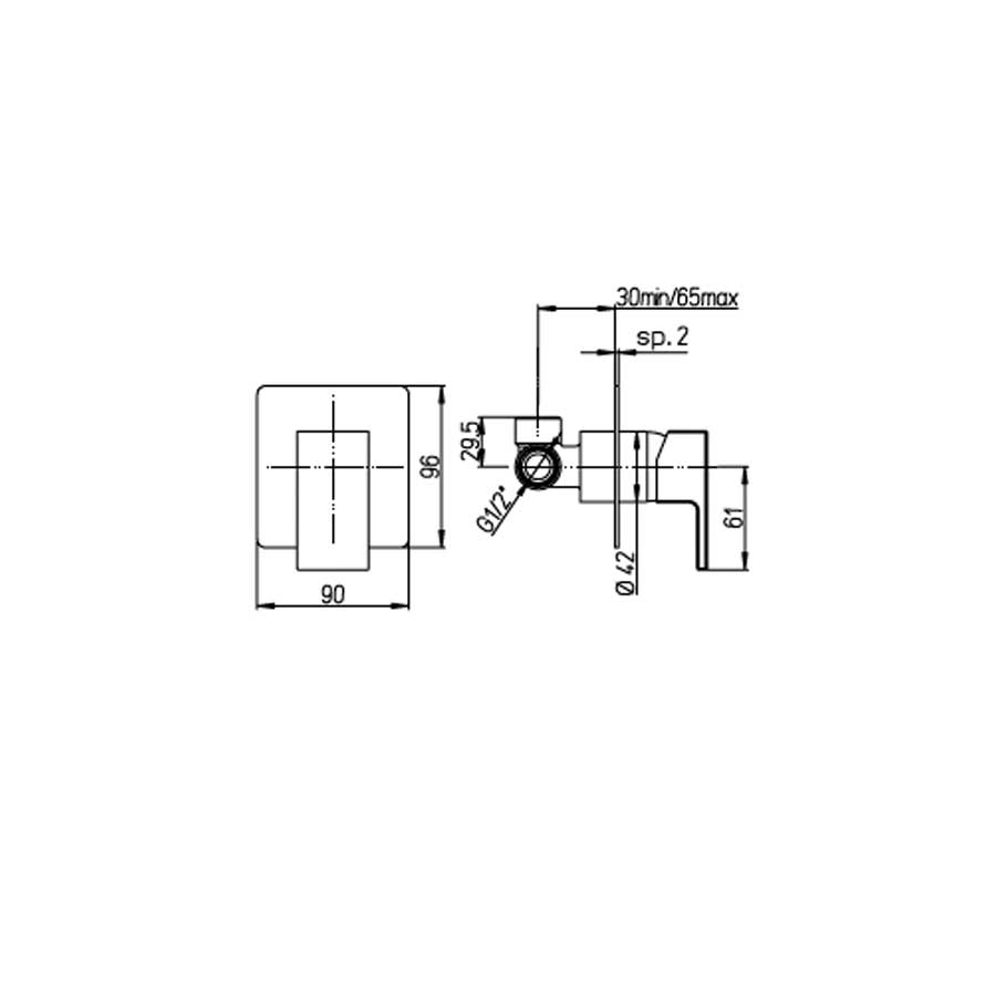 Set di rubinetti quadrati per Lavandino a Muro, bidet e doccia finitura cromata collezione More di Argo Rubinetterie 6