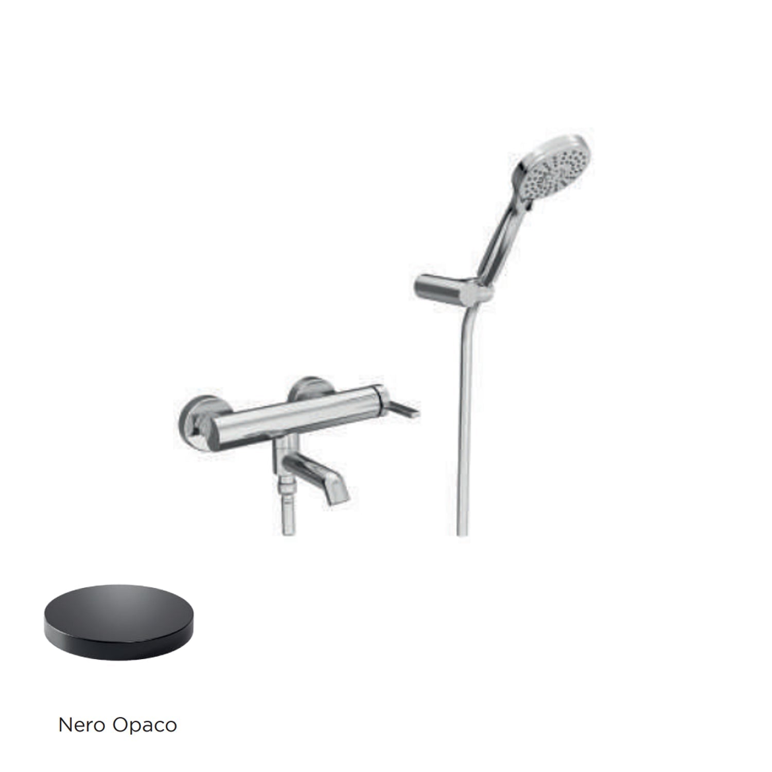 Miscelatore monocomando per vasca con kit doccino RubiFlux serie Tundra - Nero Opaco by CeramicStore | Lo specialista del tuo bagno