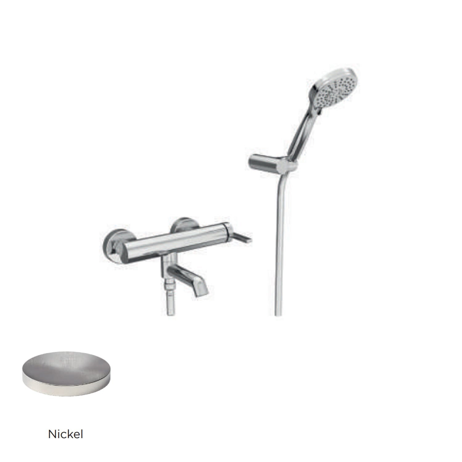 Miscelatore monocomando per vasca con kit doccino RubiFlux serie Tundra - Nickel by CeramicStore | Lo specialista del tuo bagno