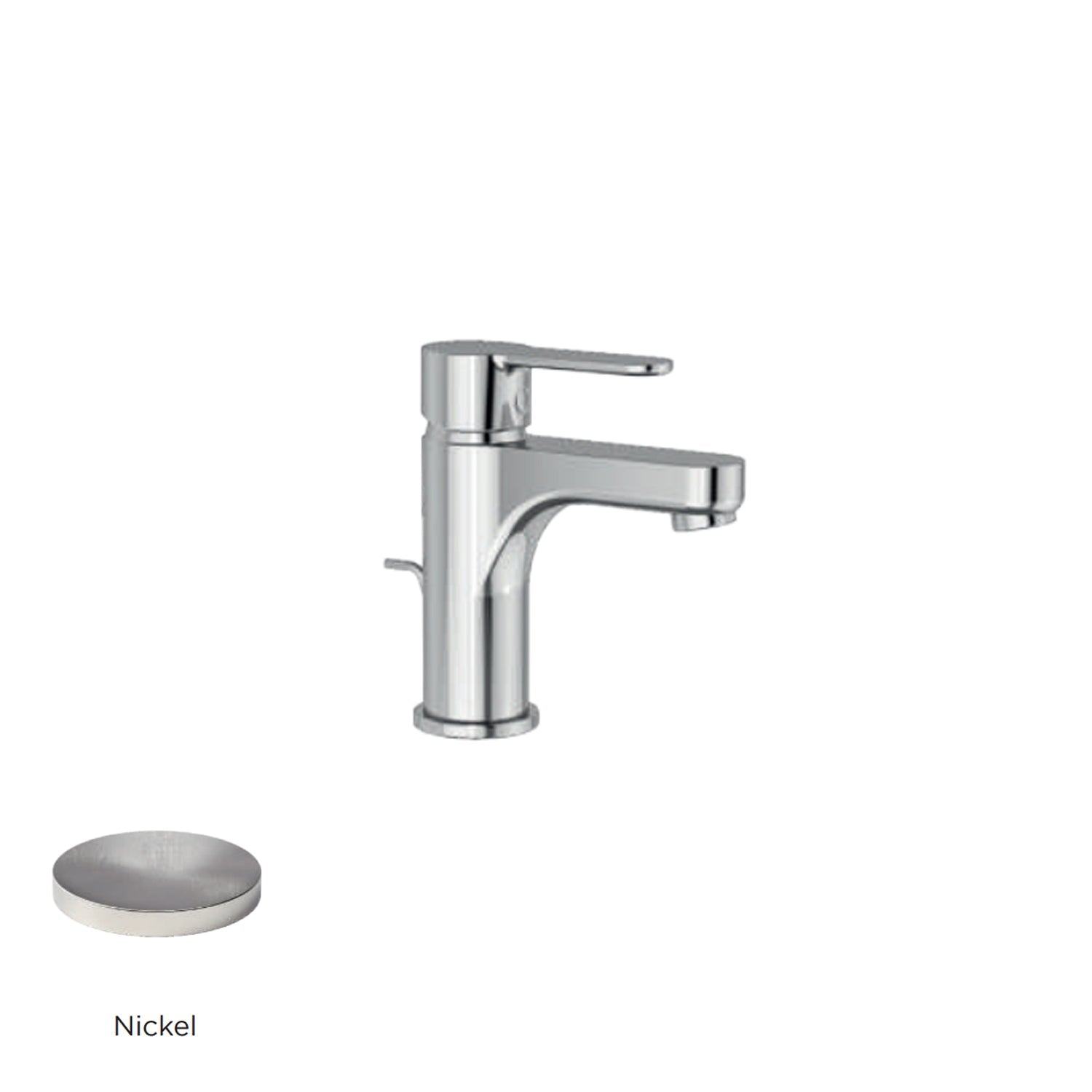 Miscelatore monocomando lavabo con scarico RubiFlux serie Lume - Nickel by CeramicStore | Lo specialista del tuo bagno