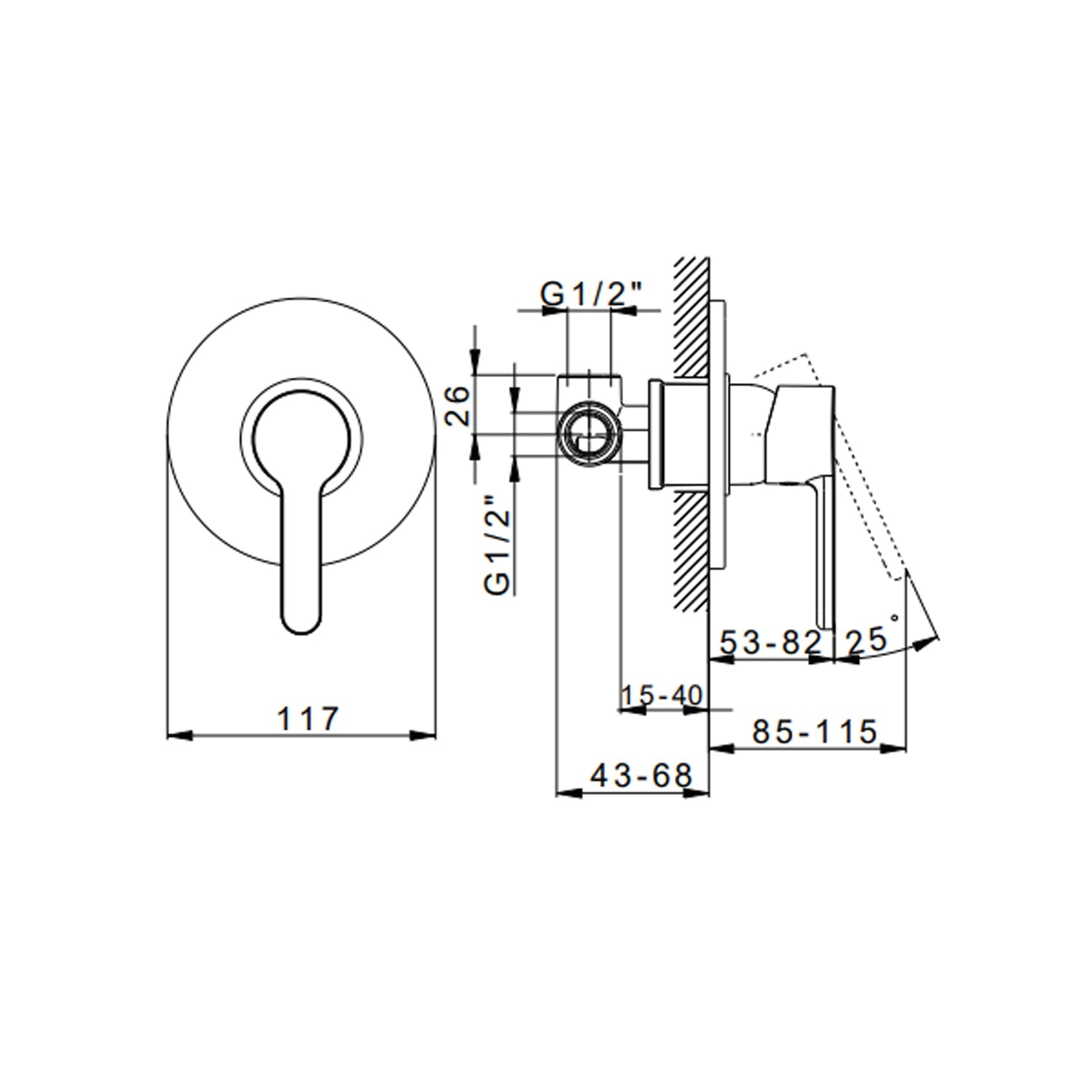 Miscelatore monocomando da incasso per doccia RubiFlux serie Lume - Cromo by CeramicStore | Lo specialista del tuo bagno