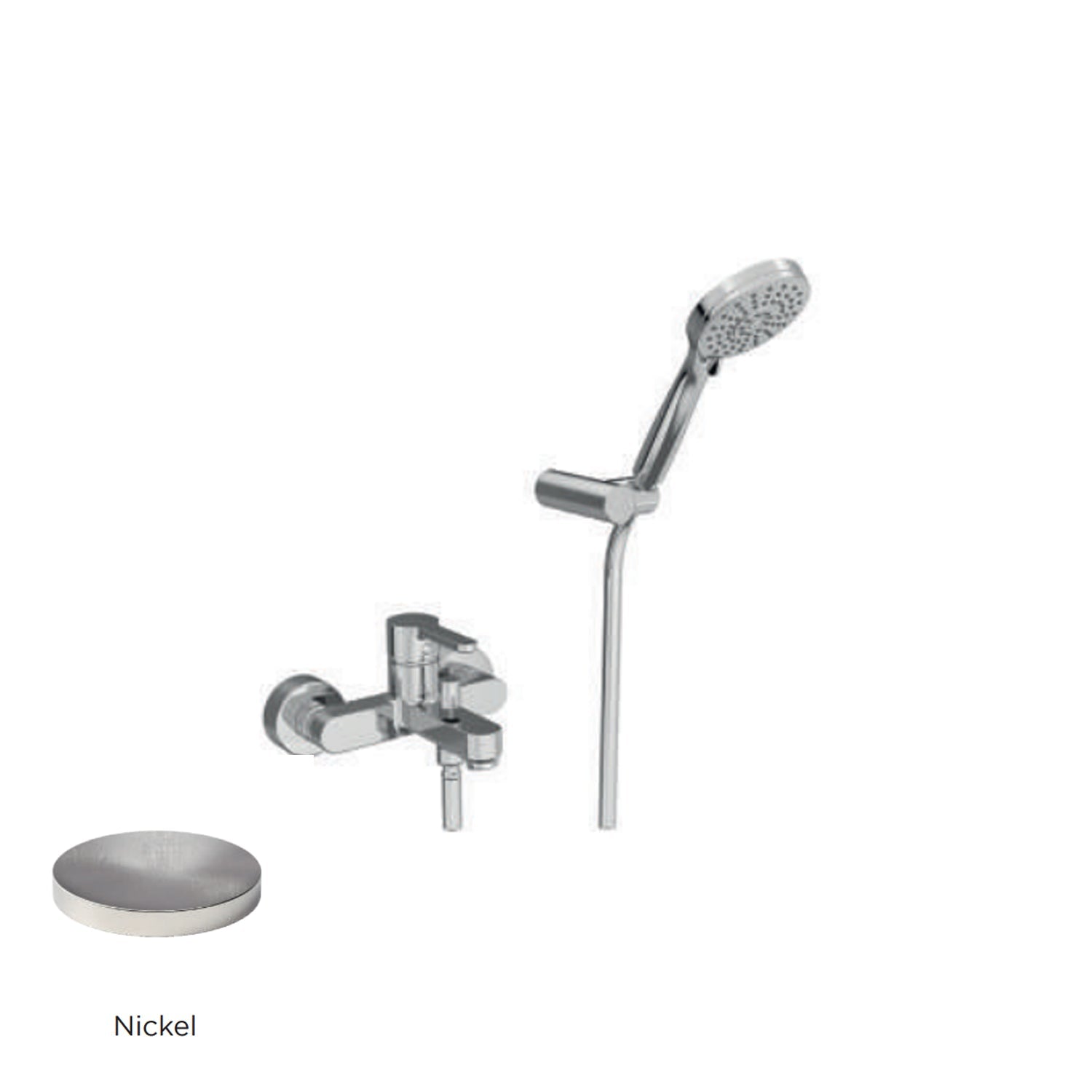 Miscelatore monocomando per vasca con kit doccino RubiFlux serie Lume - Nickel by CeramicStore | Lo specialista del tuo bagno