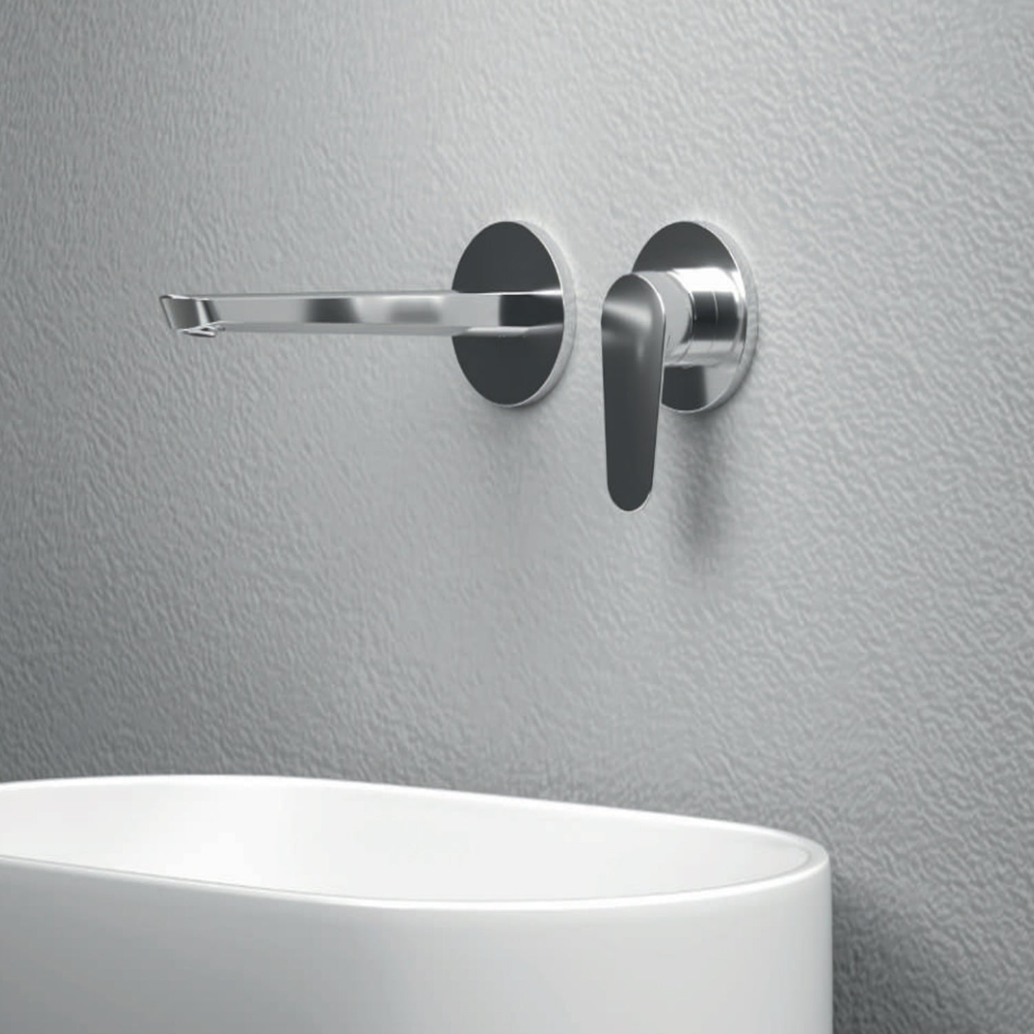  Miscelatore monocomando lavabo murale RubiFlux serie Ampra canna 20 cm - Cromo by CeramicStore | Lo specialista del tuo bagno