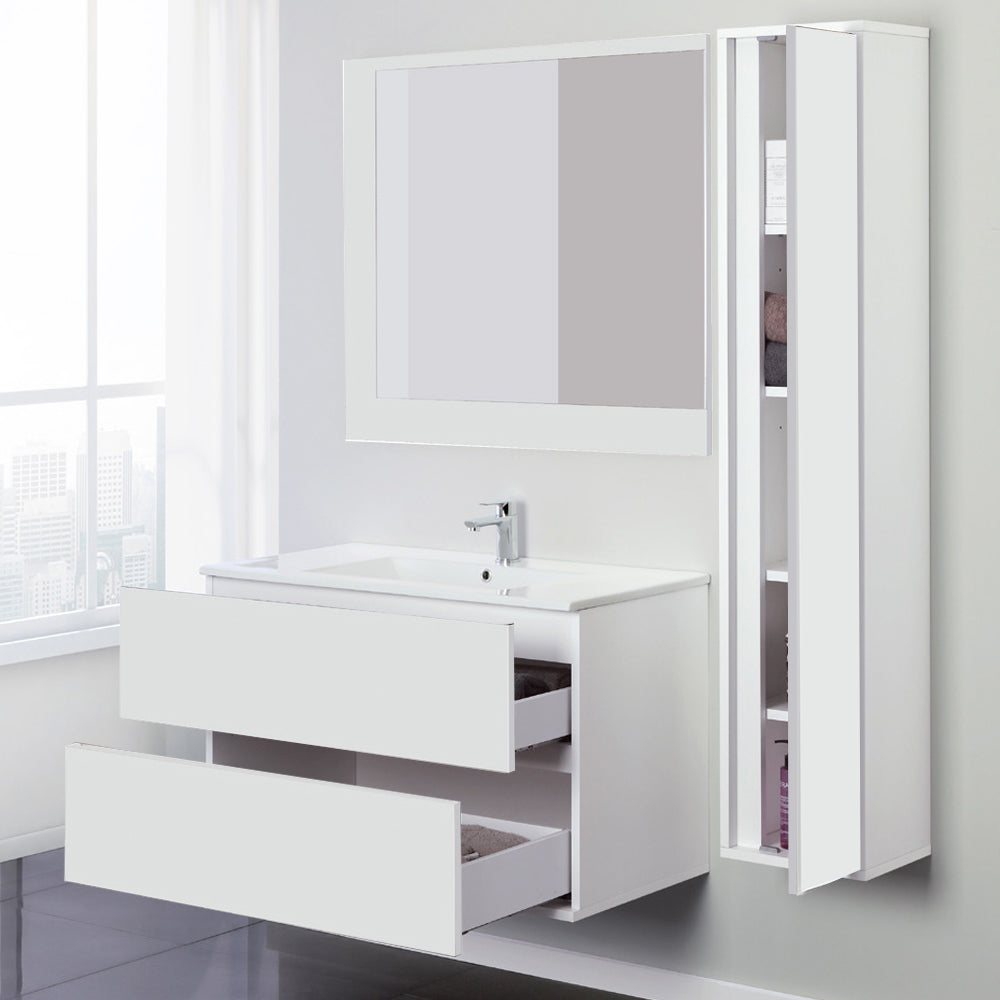 Composizione bagno sospesa Favola con lavabo e specchio cm 90 Bianco-Laccato 2