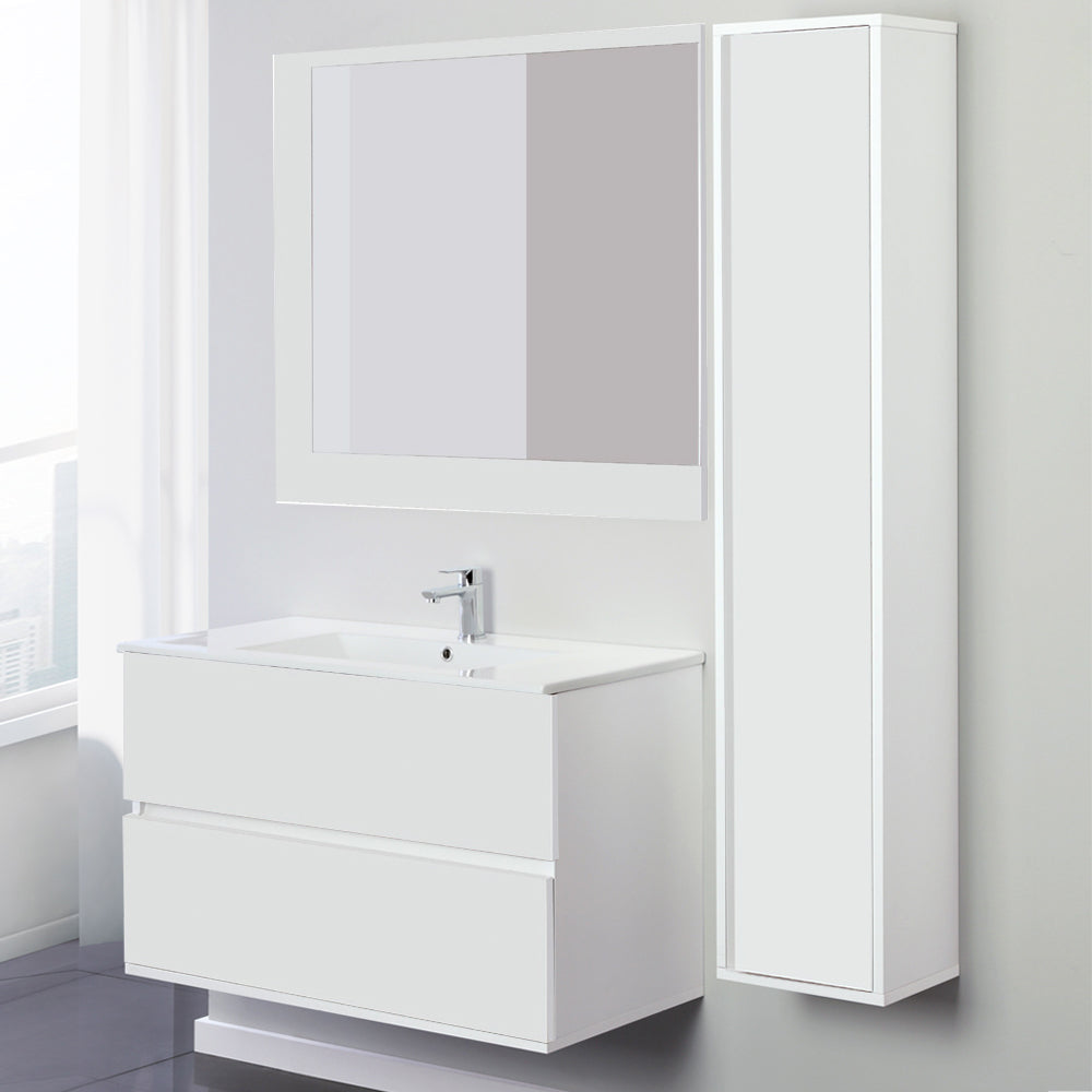 Composizione bagno sospesa Favola con lavabo e specchio cm 90 Bianco-Laccato 3