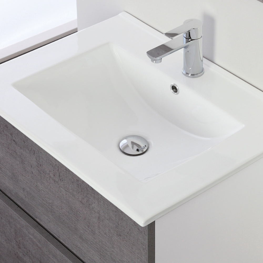 Composizione bagno sospesa Favola con lavabo e specchio cm 60 colore Bianco e Cemento 4