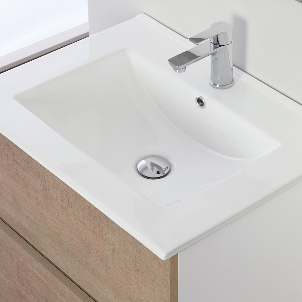 Composizione bagno sospesa Favola con lavabo e specchio cm 60 Bianco-Rovere 4