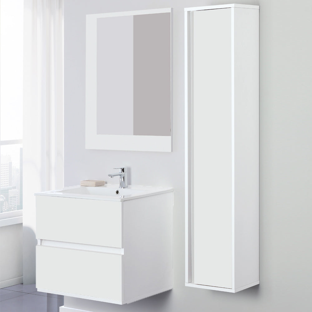 Composizione bagno sospesa Favola con lavabo e specchio cm 60 Bianco-Laccato 2
