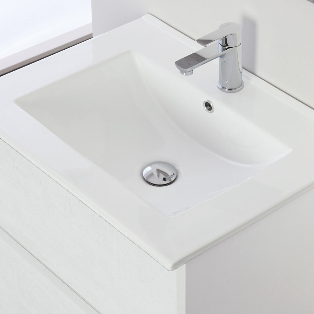 Composizione bagno sospesa Favola con lavabo e specchio cm 60 Bianco-Laccato 4