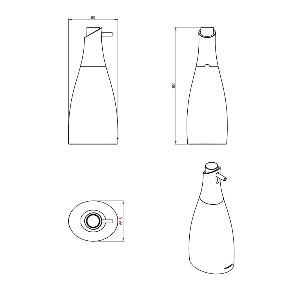  Dispenser sapone da appoggio in vetro acrilico della collezione 'Saku' by Cosmic - Bianco soft