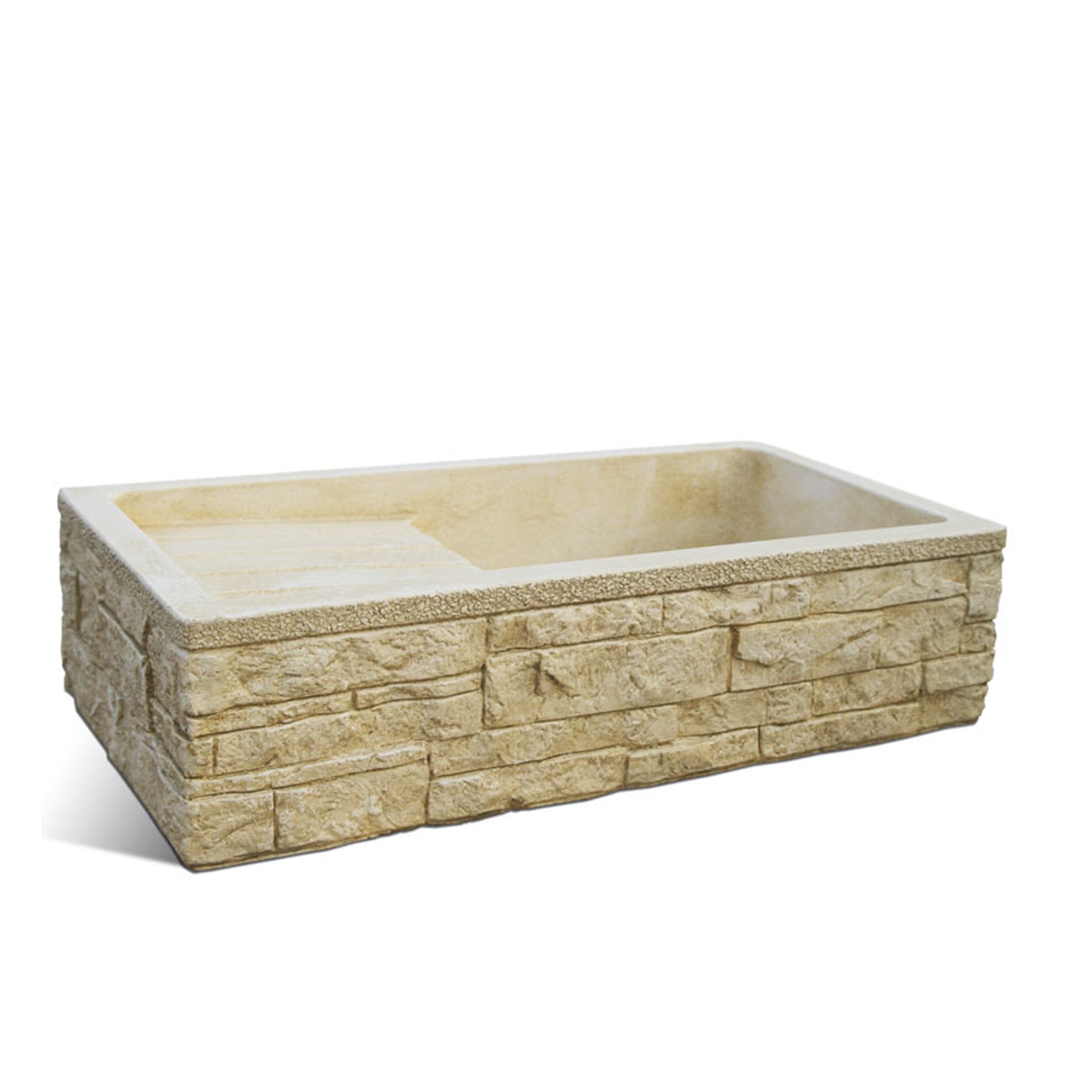 Lavello con gocciolatoio in cemento nocciola cm 80x40x20h cm modello Serapo by CeramicStore | Lo specialista del tuo bagno