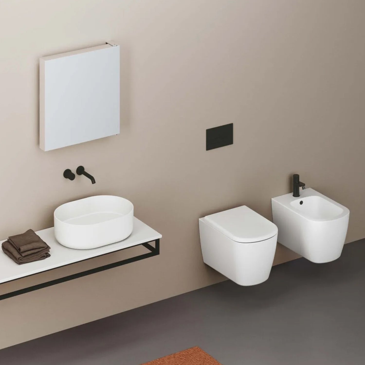 Coppia sanitari sospesi Ceramica Azzurra serie Aurea 55x36x33 cm con sedile soft-close - Bianco lucido