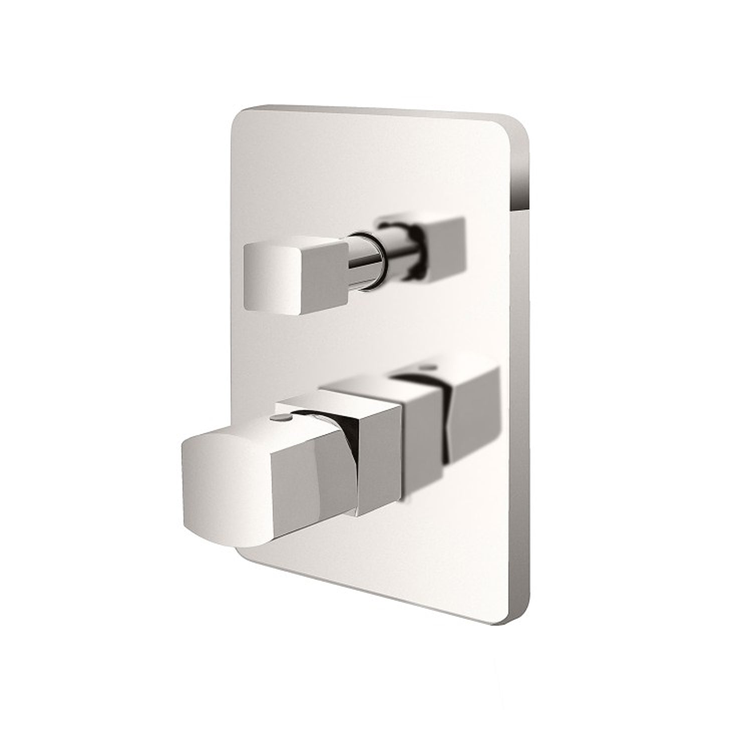 Kit miscelatore lavabo alto + bidet + doccia a due vie RubiFlux serie Lilium Modello Grey con piletta clic-clac - Nickel spazzolato 5