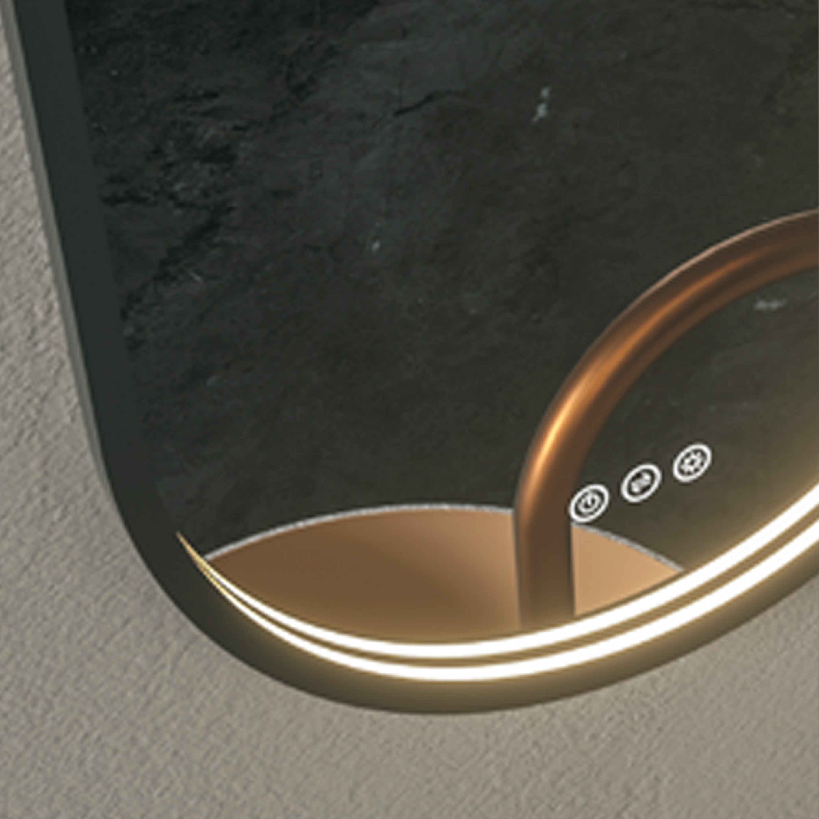  Specchio ovale con cornice nera e led Eterea 40x80 con antifog manuale e 3 tonalità di luce by CeramicStore | Lo specialista del tuo bagno