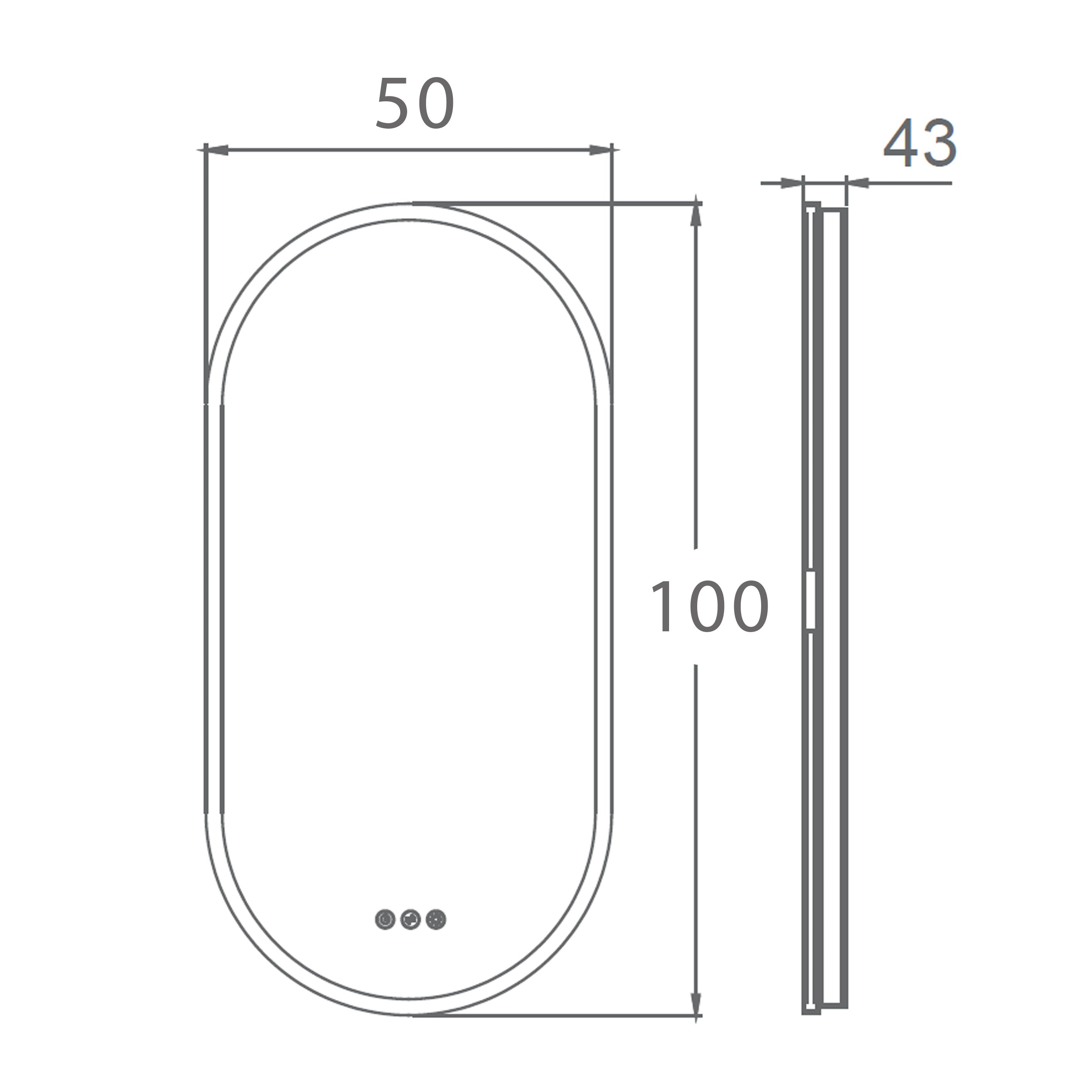  Specchio ovale con cornice nera e led Eterea 50x100 con antifog manuale e 3 tonalità di luce by CeramicStore | Lo specialista del tuo bagno
