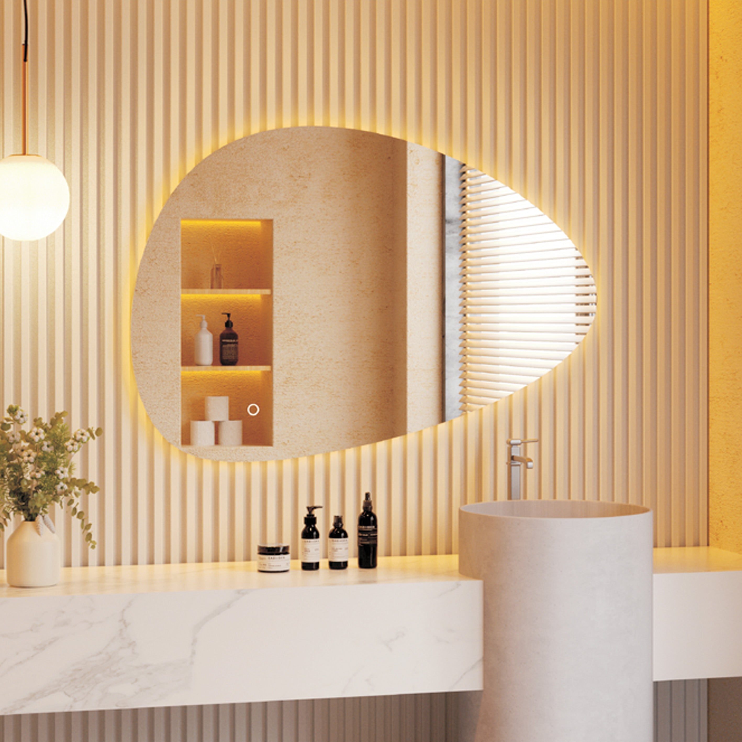 Specchio retroilluminato Eterea 80x55 con antifog e 3 tonalità di luce by CeramicStore | Lo specialista del tuo bagno