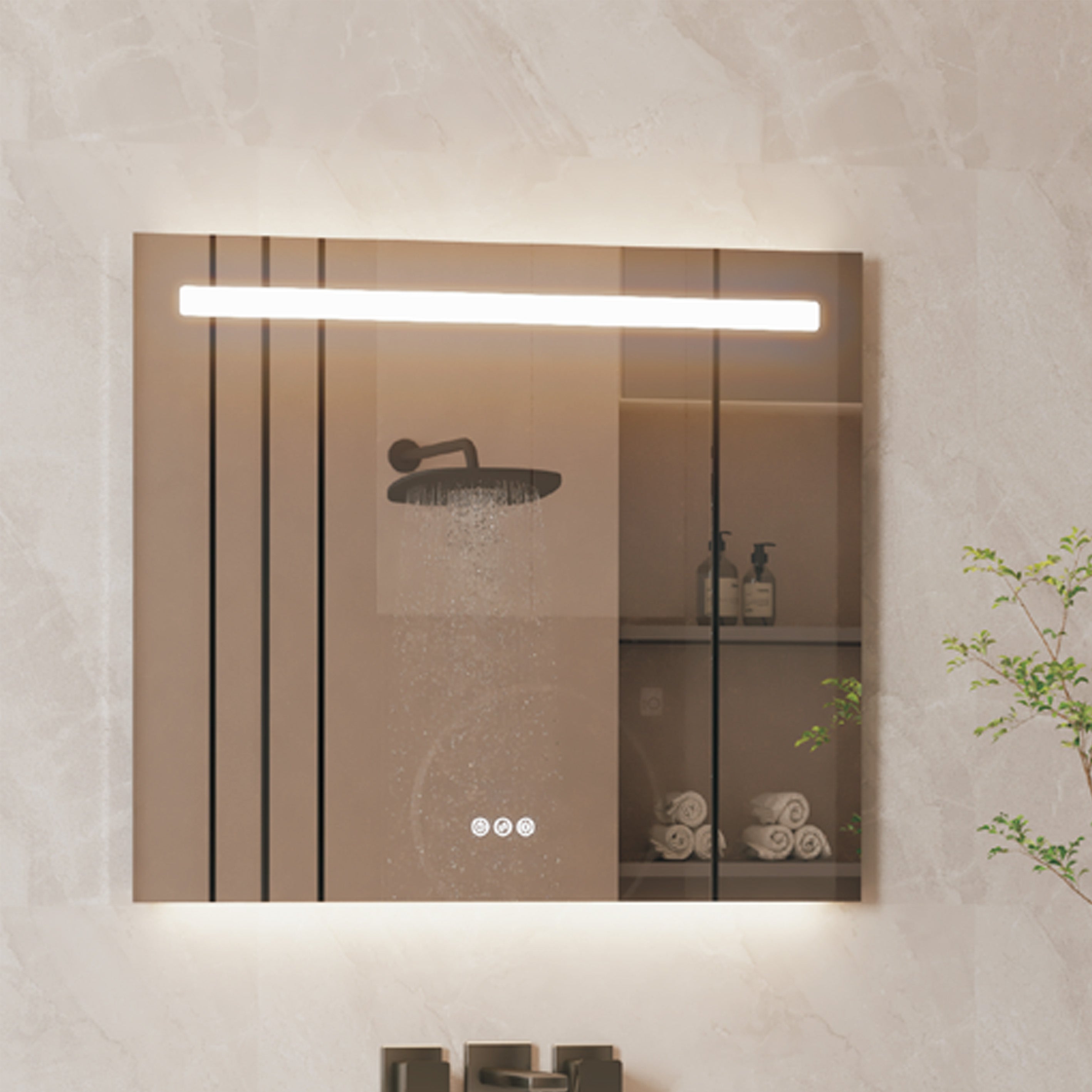 Specchio doppia illuminazione Eterea 60x70 con antifog manuale e 3 tonalità di luce by CeramicStore | Lo specialista del tuo bagno