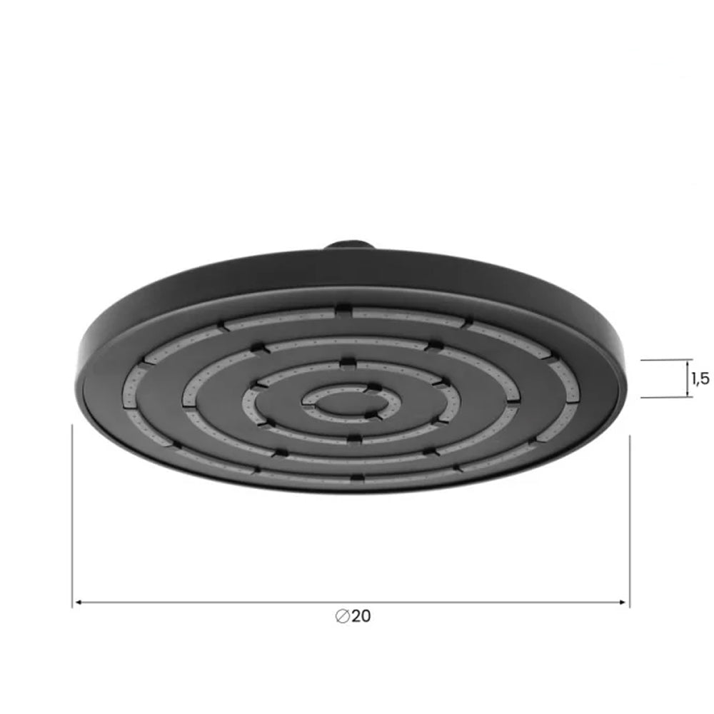 Soffione doccia tondo in ABS DocciaGo Serie Aqua Collection - Nero 2