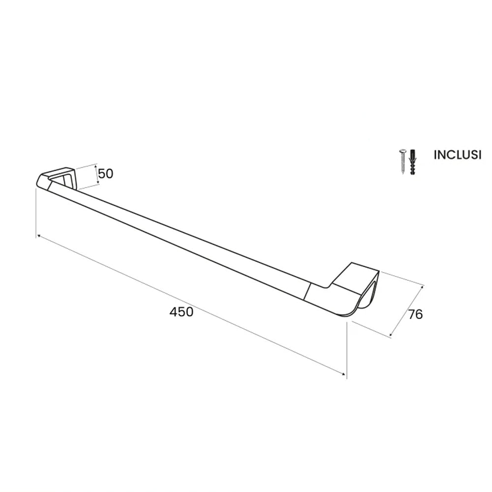 Porta asciugamani 45 cm in Cromall cromo Bathcore Serie Galax - Cromo 2