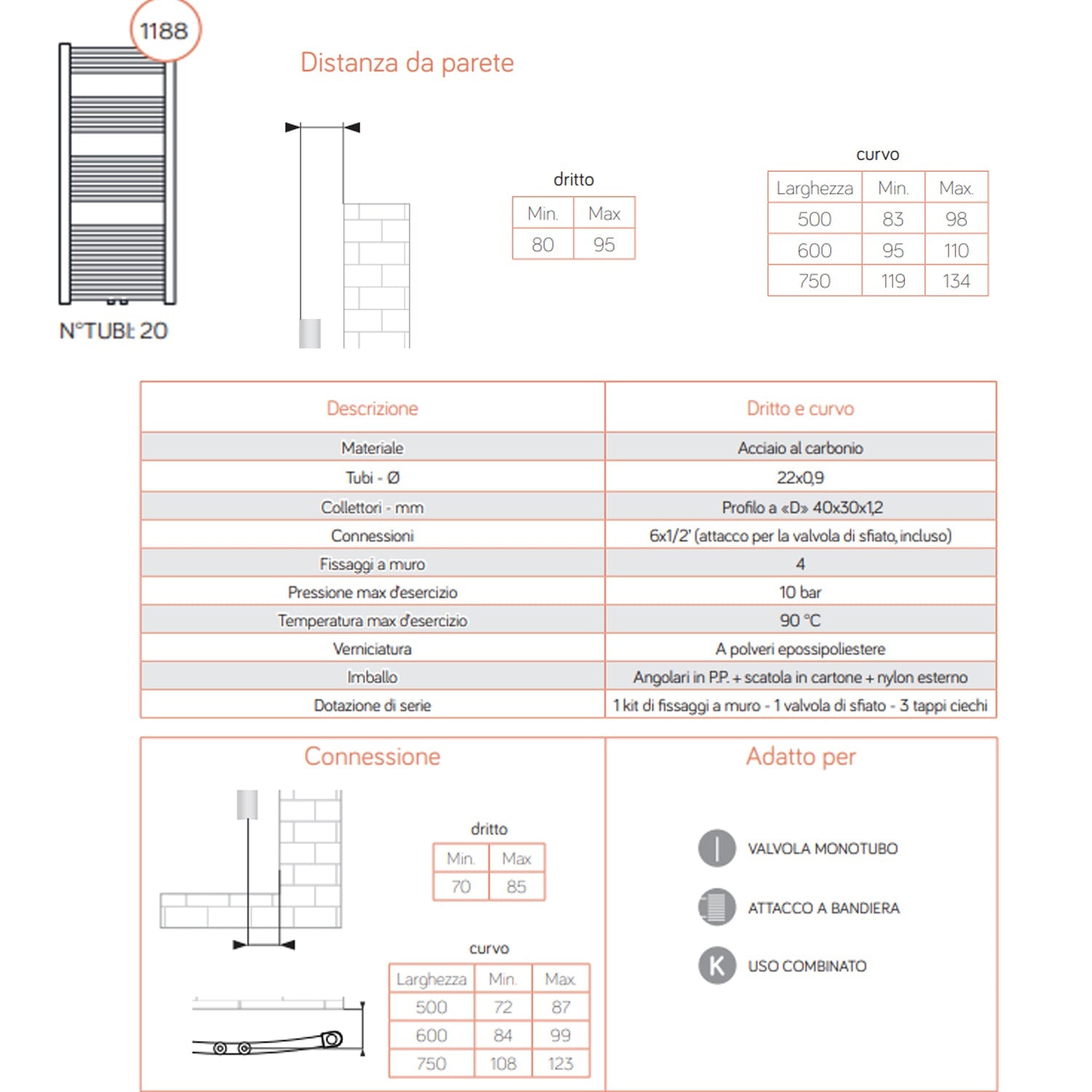  Termoarredo idraulico curvo 1188x500 bianco Lazzarini Bolzano 496 watt by CeramicStore | Lo specialista del tuo bagno