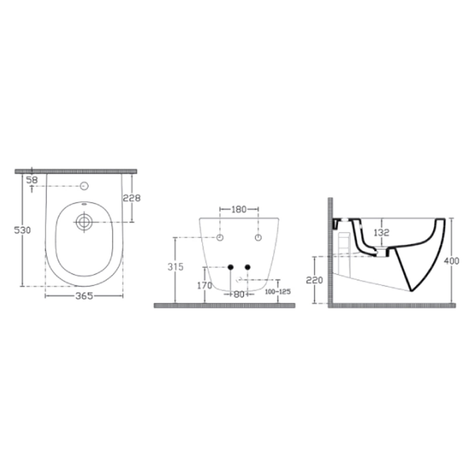  Sanitari sospesi Rimless con copriwater Soft Close BathCore serie Infinity 53x36