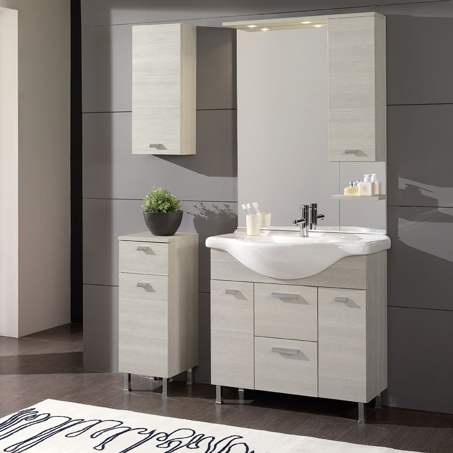 Mobile bagno a terra modello Rimini09 cm 115x195x48 in finitura larice by CeramicStore | Lo specialista del tuo bagno