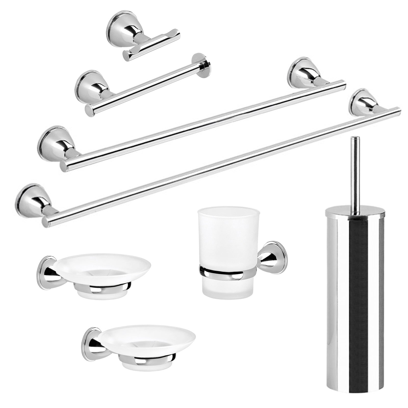 Set completo 8 pezzi Gedy Genziana acciaio inox cromo lucido e vetro by CeramicStore | Lo specialista del tuo bagno
