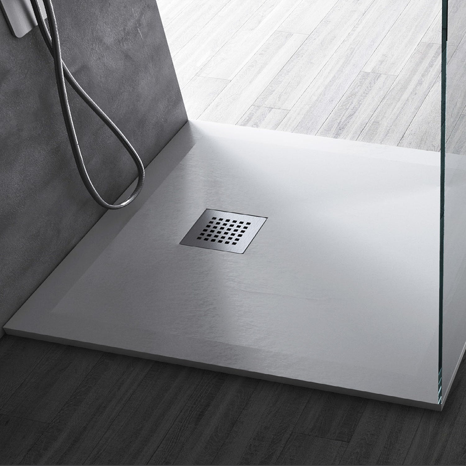 Piatto Doccia quadrato filopavimento 90x90 bianco in resina effetto pietra Emoji riducibile by CeramicStore | Lo specialista del tuo bagno