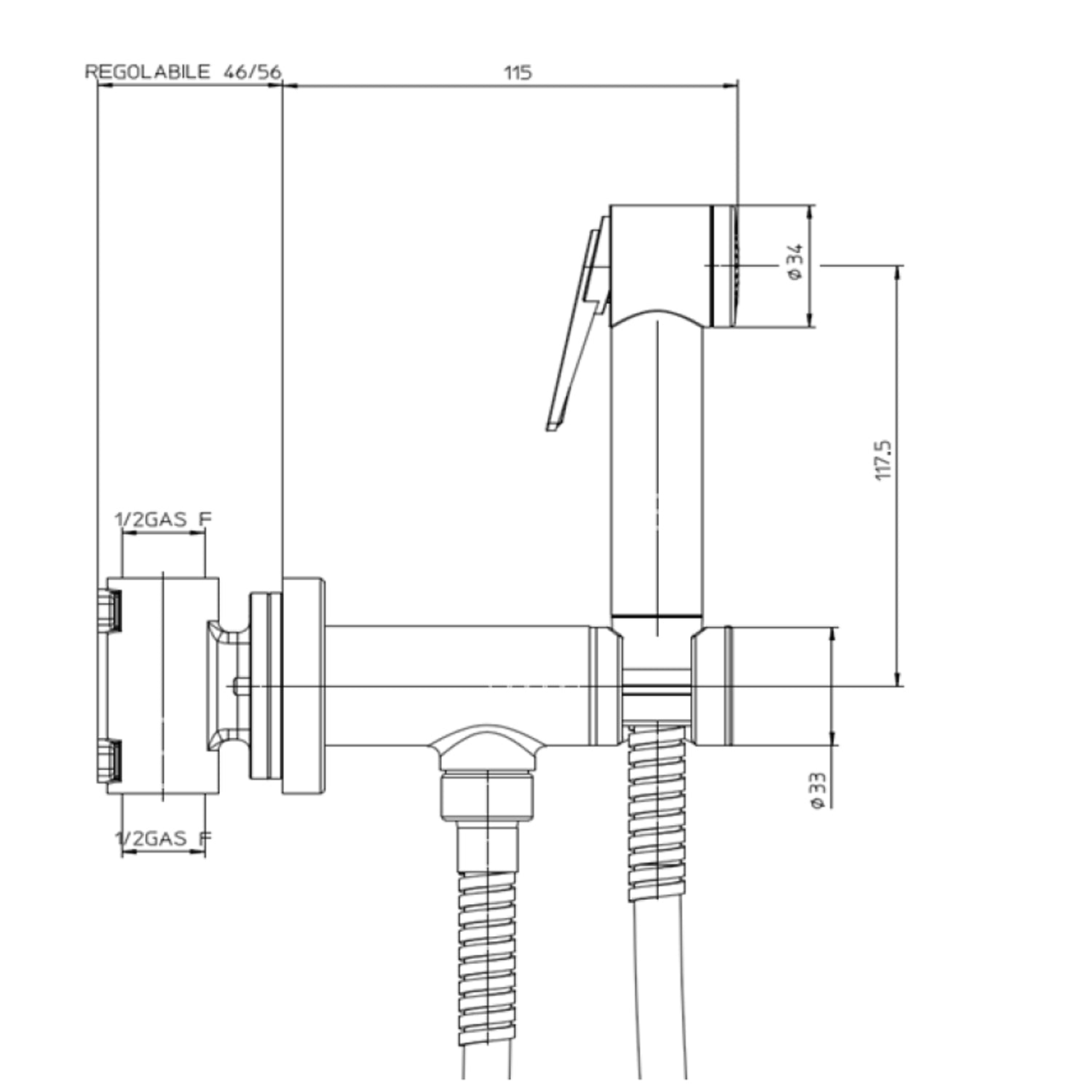  Idroscopino ottone cromato Bossini art. E37011 con doccia Paloma Flat in ABS acqua calda e fredda by CeramicStore | Lo specialista del tuo bagno