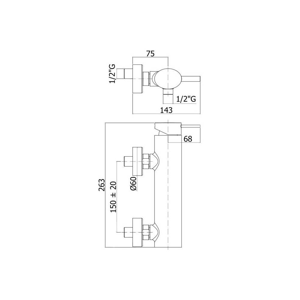  Set saliscendi con doccia tonda minimale e miscelatore doccia esterno cromo by CeramicStore | Lo specialista del tuo bagno