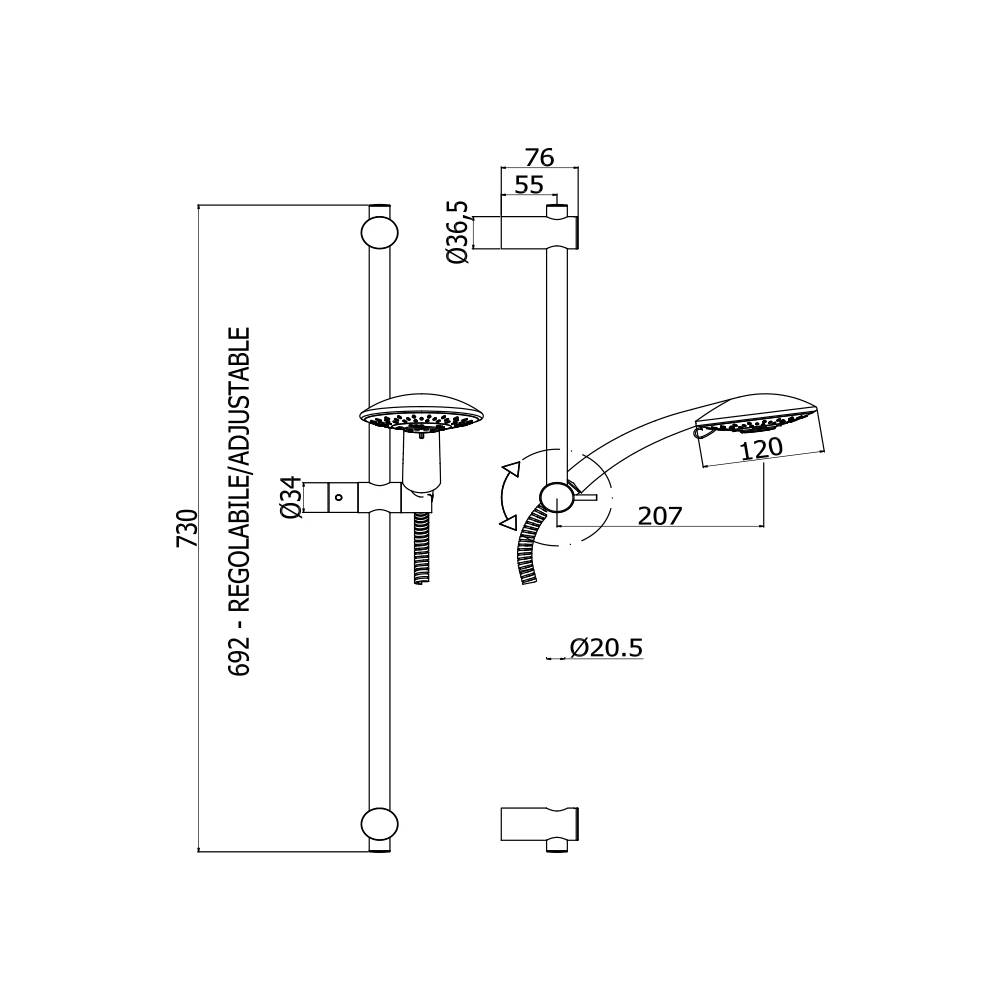  Set saliscendi con asta per doccia Prestige con miscelatore doccia esterno Candy cromo Paffoni by CeramicStore | Lo specialista del tuo bagno