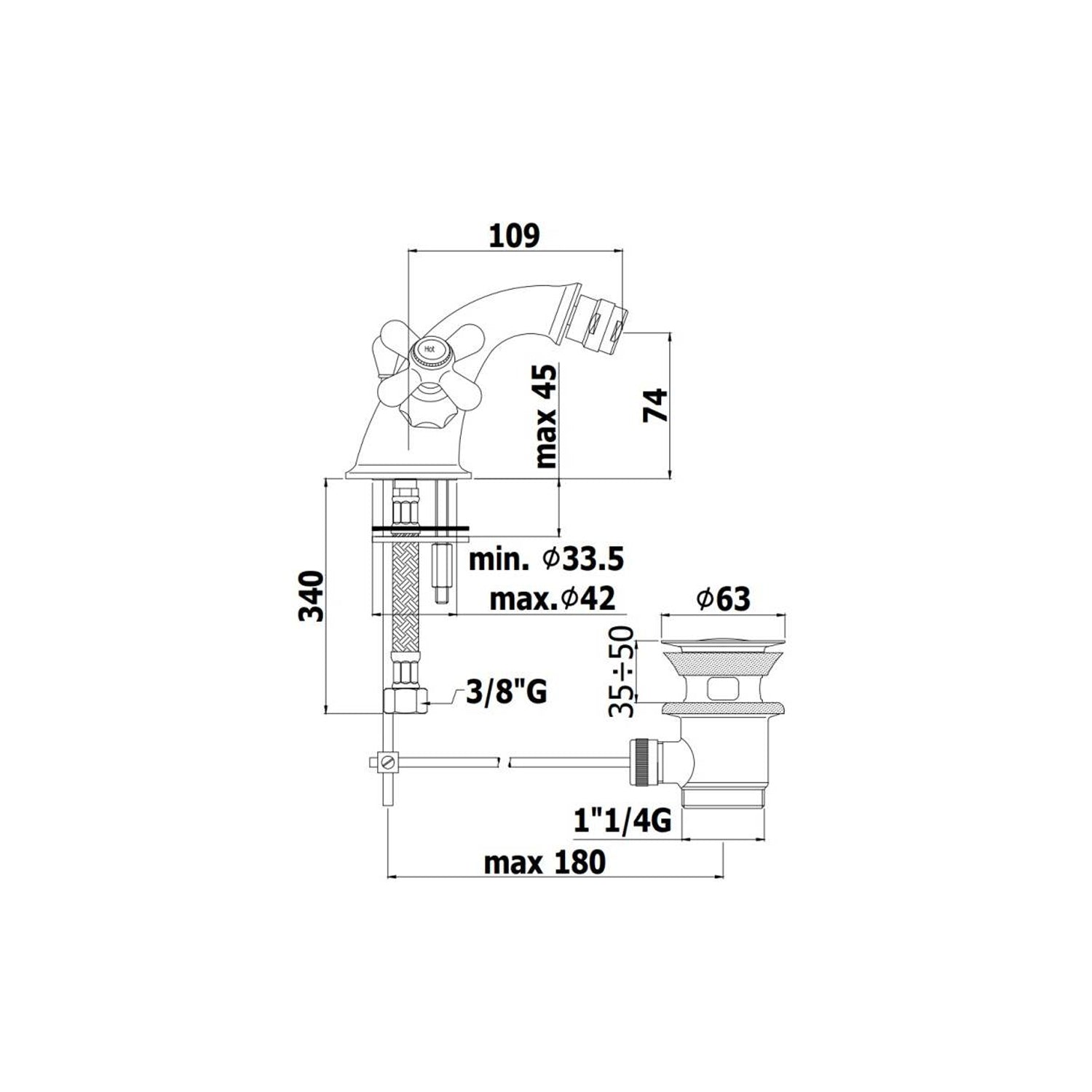  Monoforo bidet Retrà² con scarico automatico Paffoni serie Iris - Bianco by CeramicStore | Lo specialista del tuo bagno