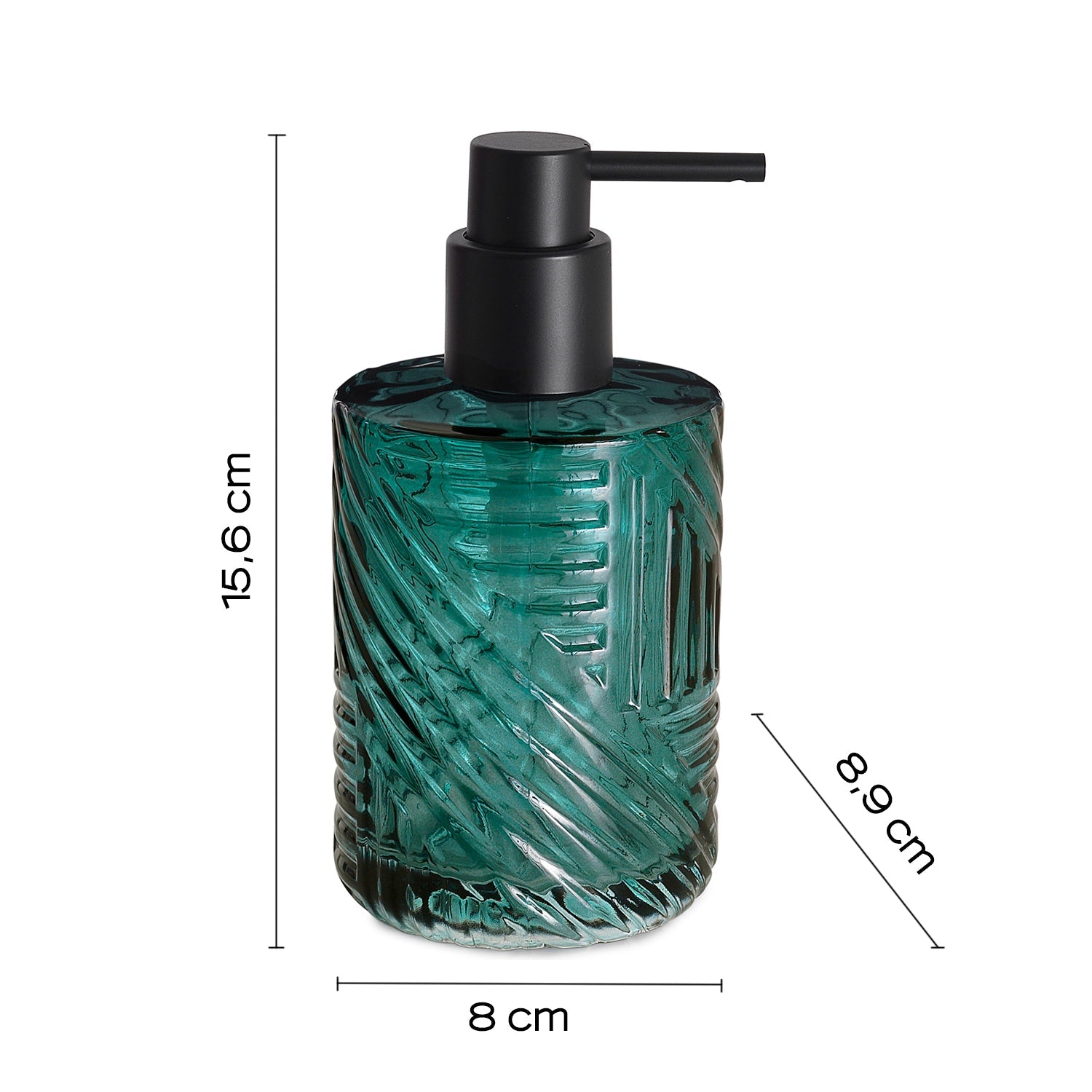 Dosasapone in vetro con erogatore in plastica nera Gedy serie Corinne - Verde