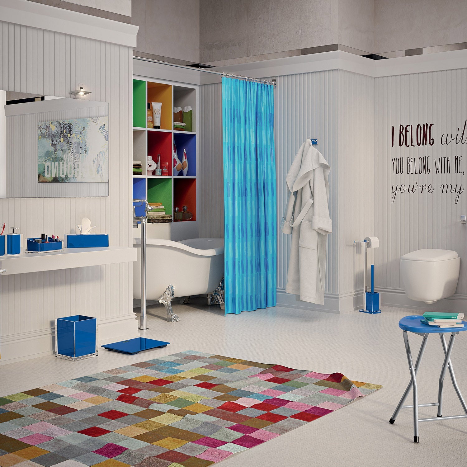  Portaspazzolini da appoggio in resina Gedy serie Rainbow - Blu