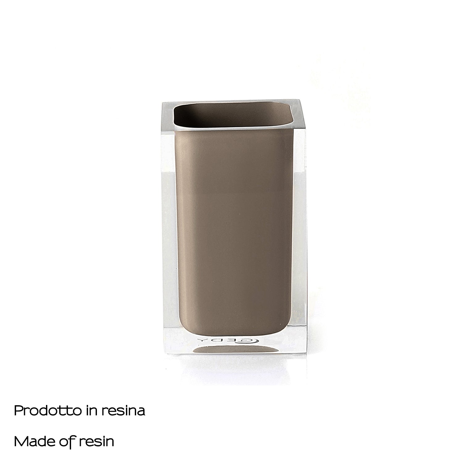  Portaspazzolini da appoggio in resina Gedy serie Rainbow - Tortora