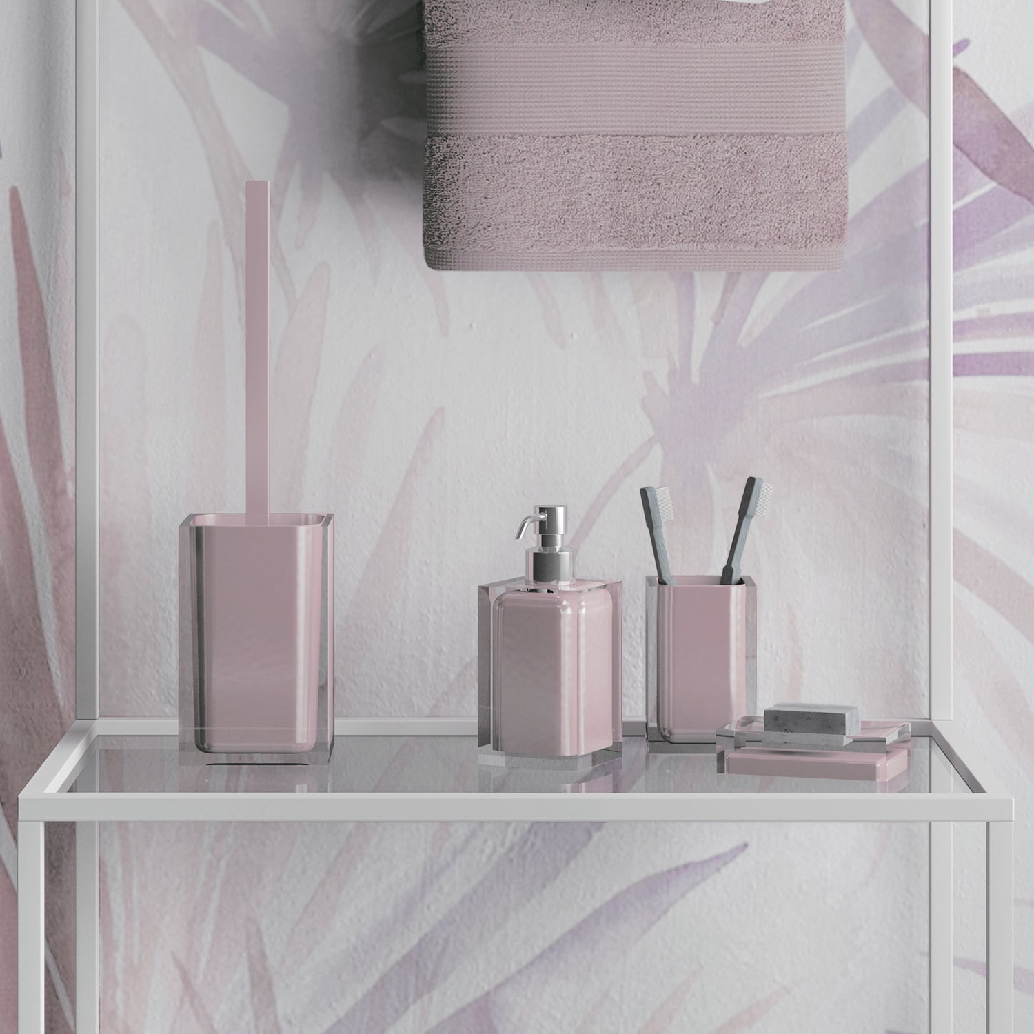  Portasapone da appoggio in resina collezione Gedy serie Rainbow - Rosa