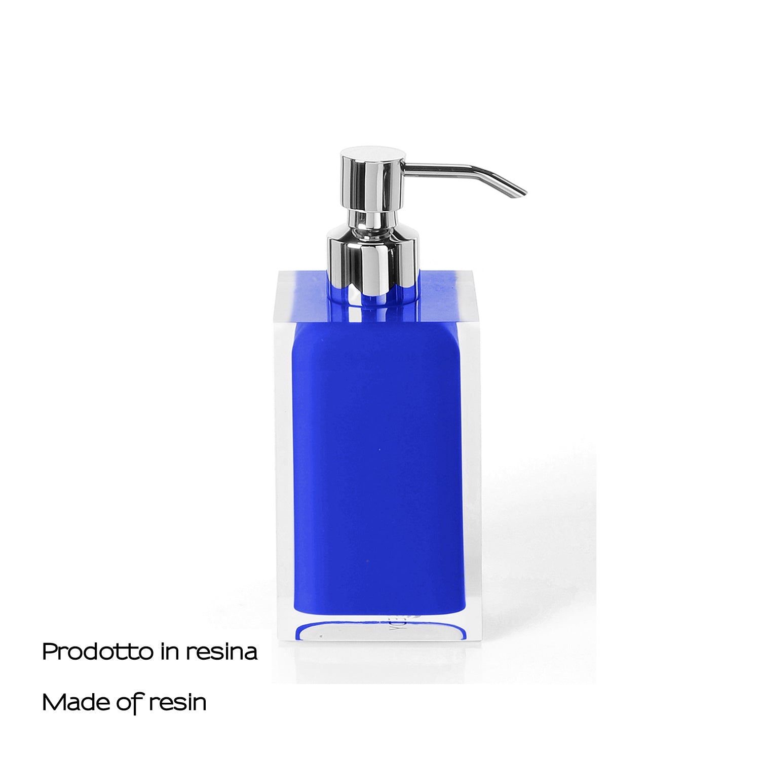  Dosasapone da appoggio con erogatore in metallo cromato Gedy serie Rainbow - Blu