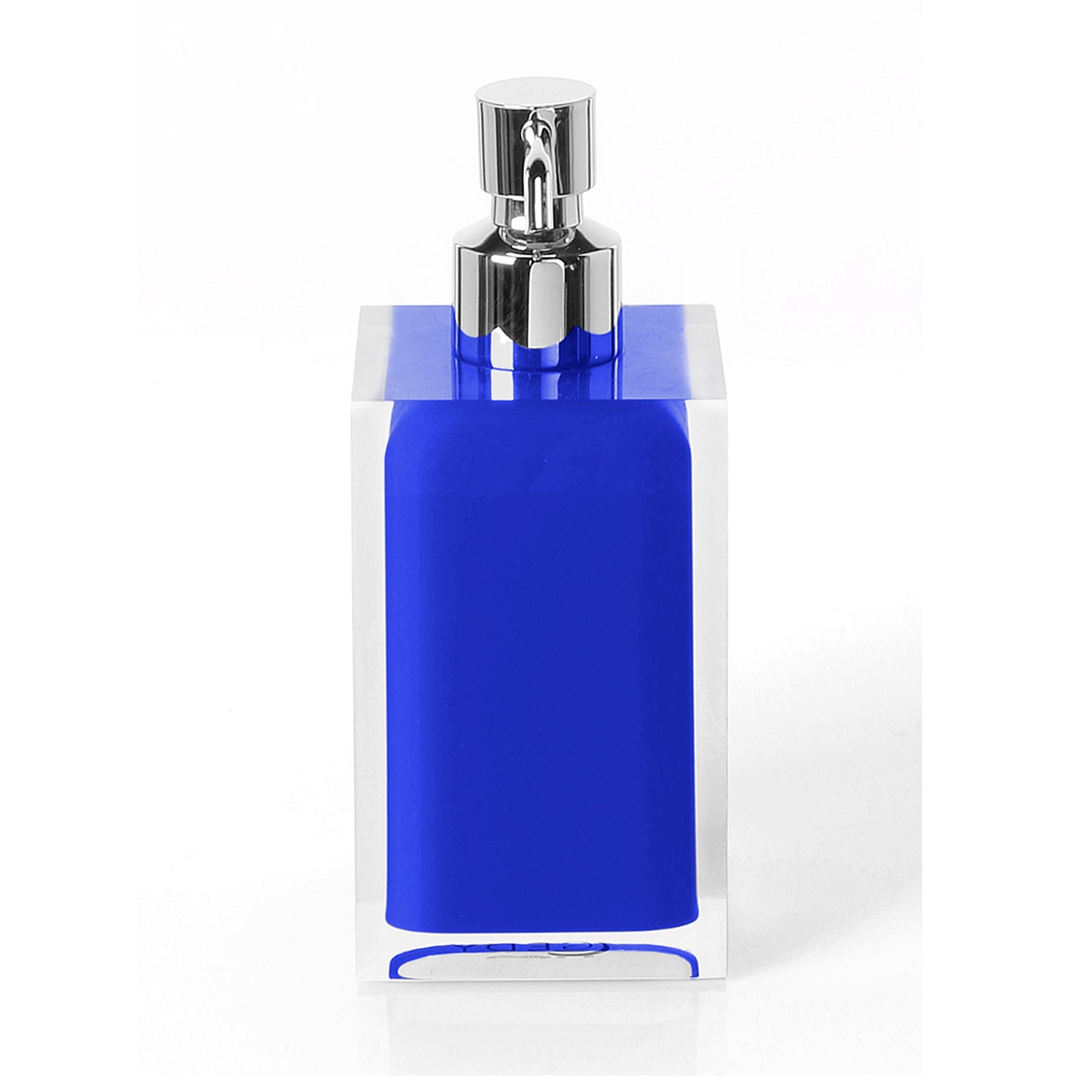  Dosasapone da appoggio con erogatore in metallo cromato Gedy serie Rainbow - Blu