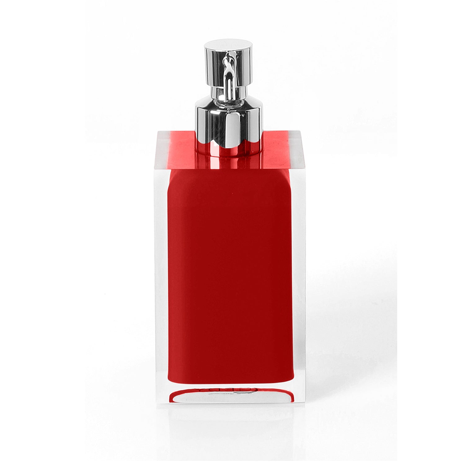  Dosasapone da appoggio con erogatore in metallo cromato Gedy serie Rainbow - Rosso