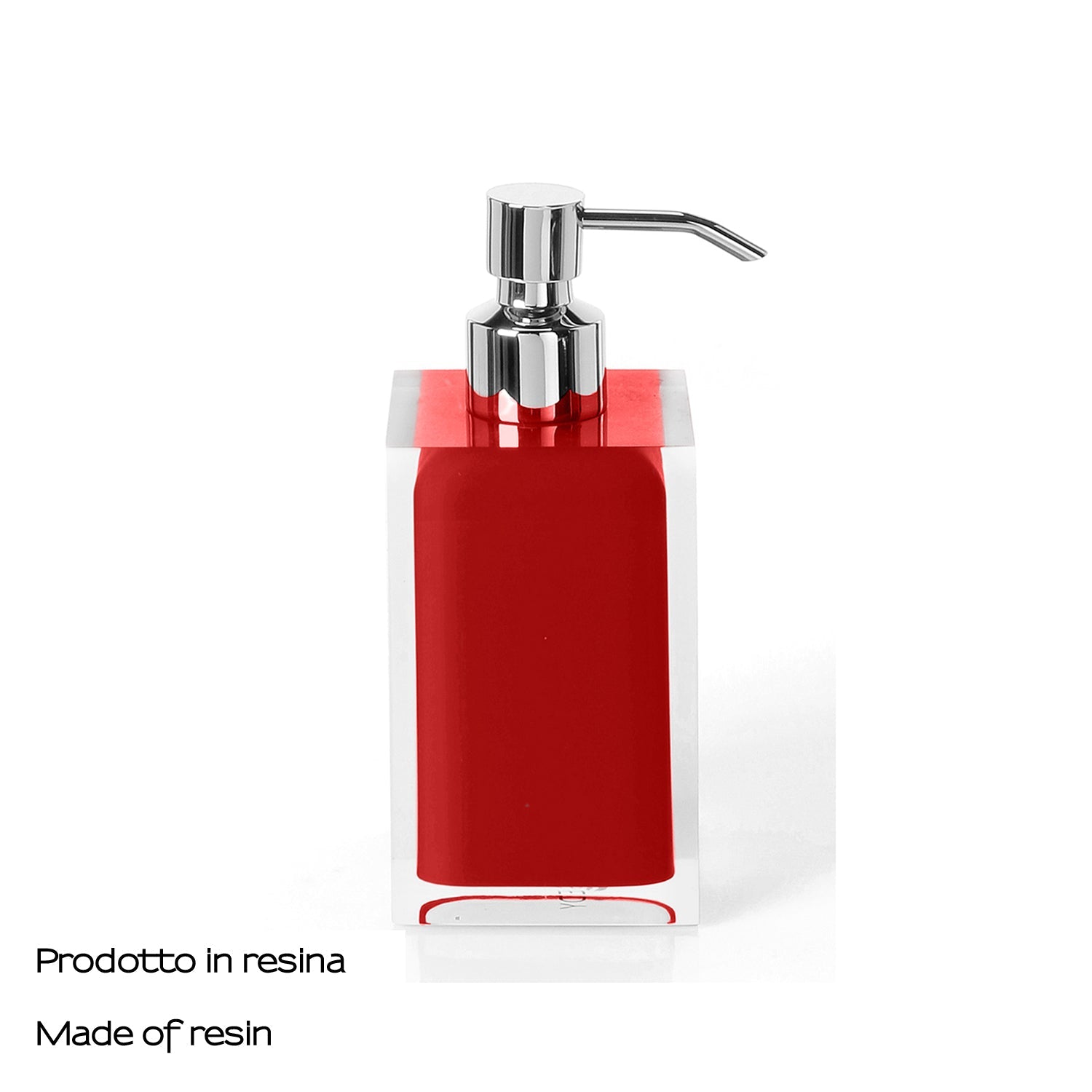  Dosasapone da appoggio con erogatore in metallo cromato Gedy serie Rainbow - Rosso