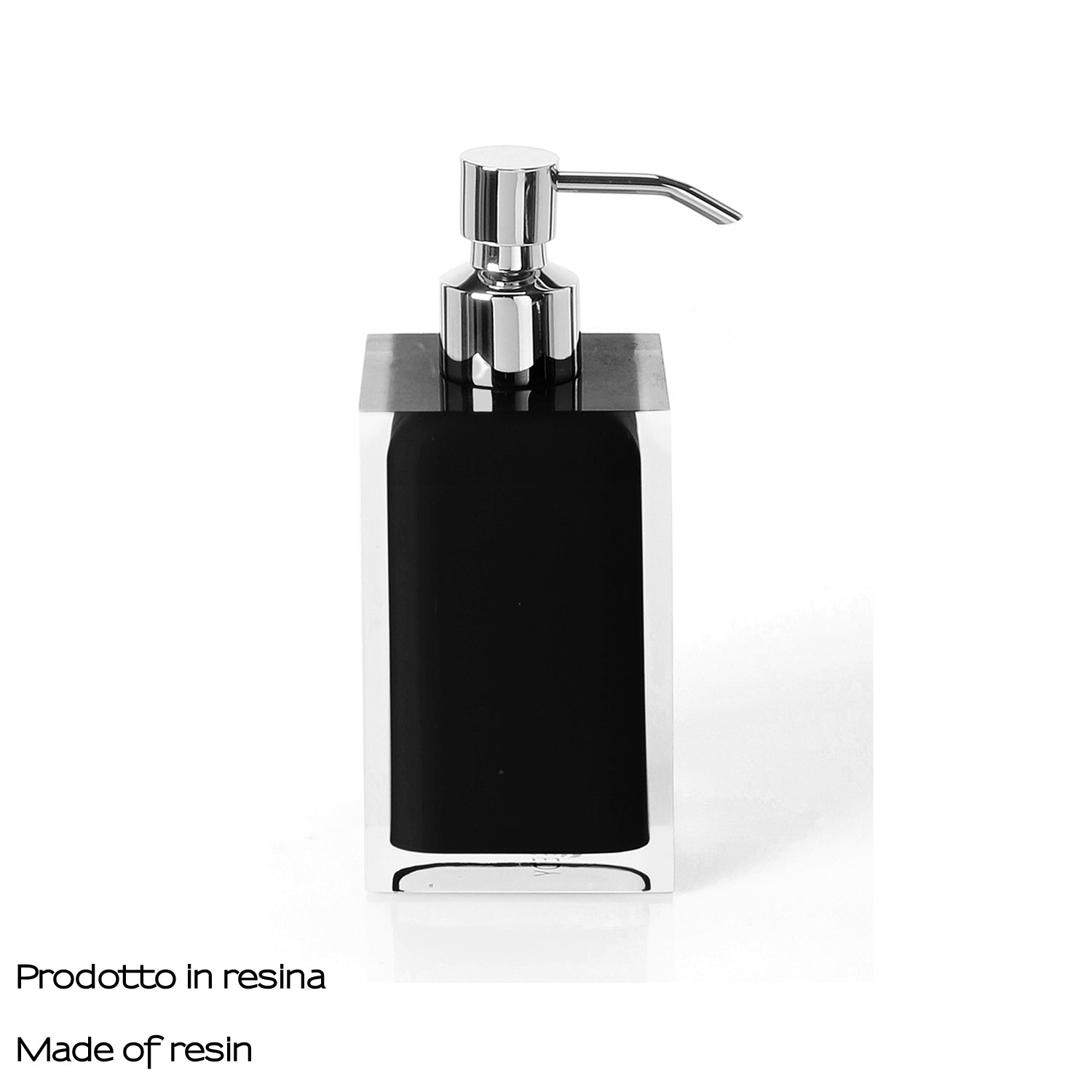  Dosasapone da appoggio con erogatore in metallo cromato Gedy serie Rainbow - Nero