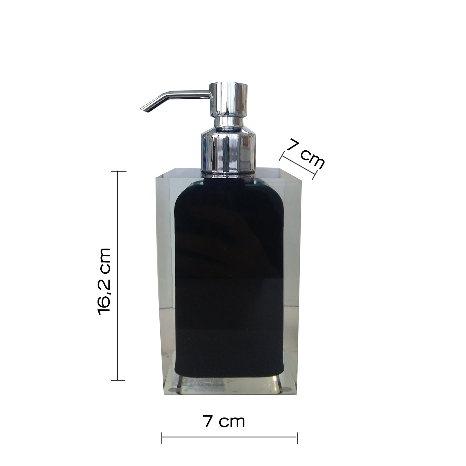  Dosasapone da appoggio con erogatore in metallo cromato Gedy serie Rainbow - Nero