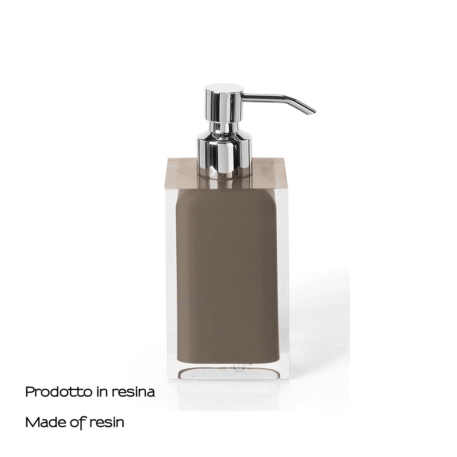  Dosasapone da appoggio con erogatore in metallo cromato Gedy serie Rainbow - Tortora