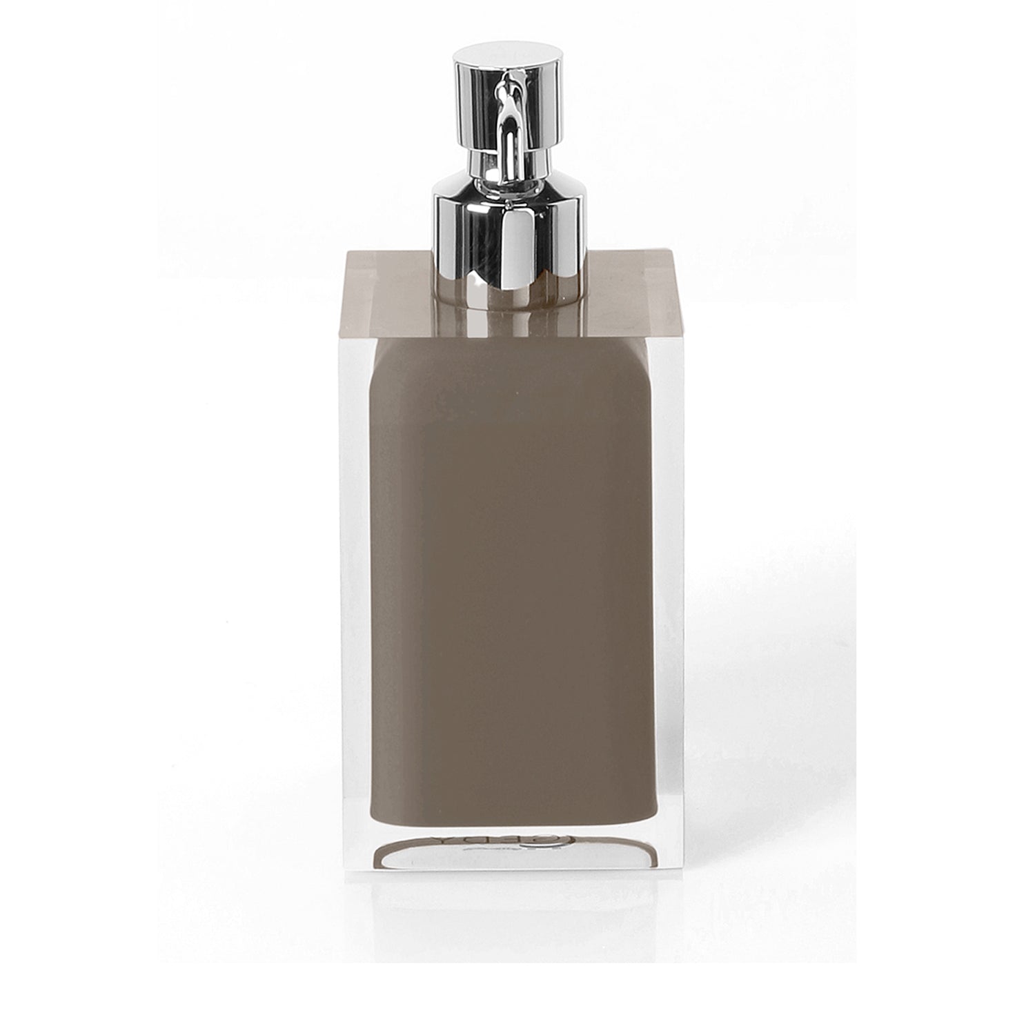  Dosasapone da appoggio con erogatore in metallo cromato Gedy serie Rainbow - Tortora